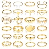 60 Pcs Gold Stackable Rings for Women, Knuckle Rings Chunky Gold Ring Set Dainty Stacking Cute Rings, Multiple Sizes Cute Jewelry Set Gift