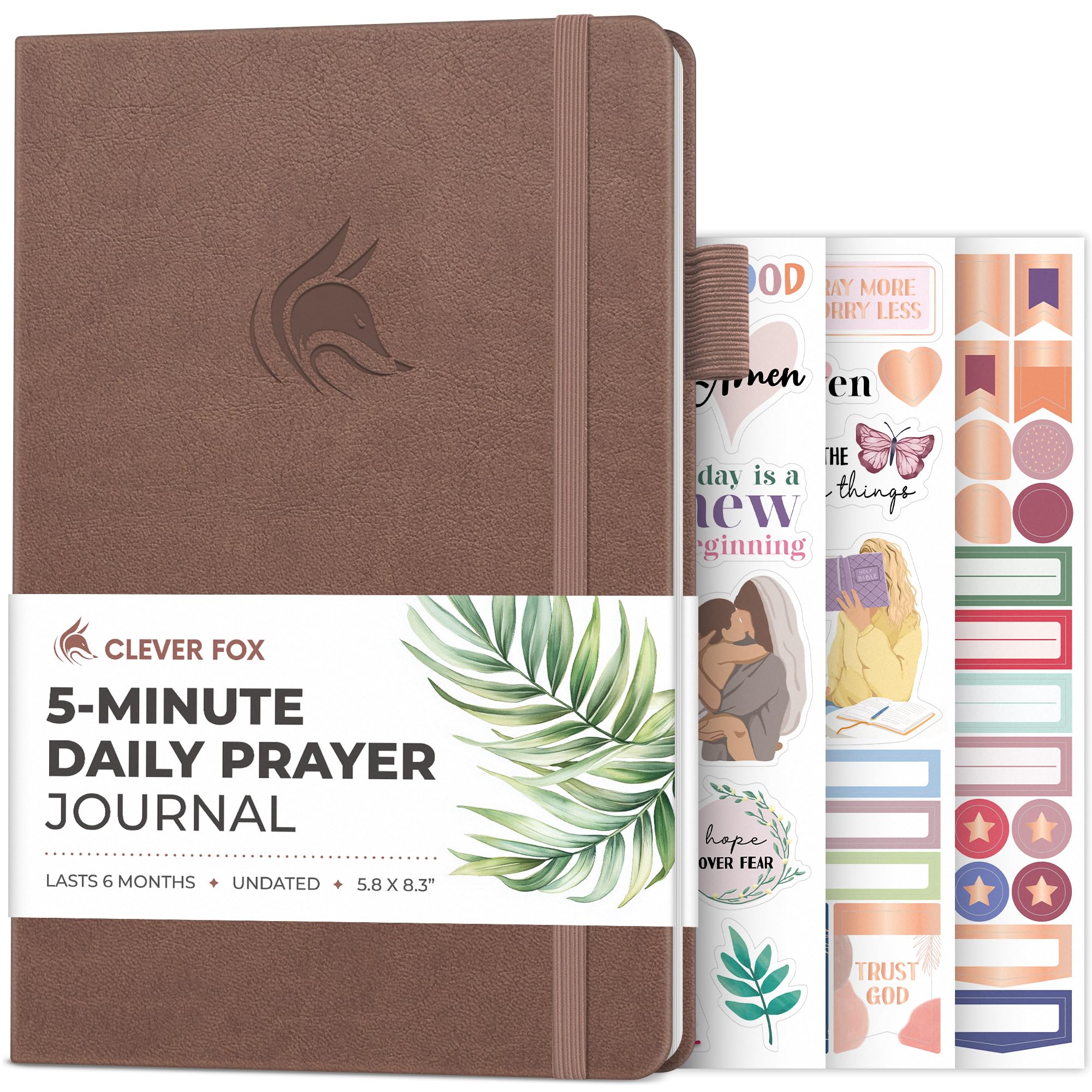 Clever Fox Clever Fox 5-Minute Daily Prayer Journal – Bible Study Journal for Women to Write In – Faith Based Gifts & Religious Accessories – Biblical Scripture Notes & Devotional Church Notebook (Dark Terracotta)