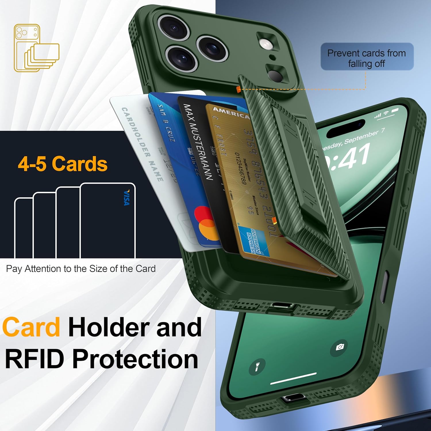 for iPhone 17 Pro Case Wallet with Card Holder (4-5Cards) +1 Privacy Screen Protector,[RFID Blocking][Kickstand][Military Drop Protection] Full Camera Protection Wallet Case for iPhone 17 Pro