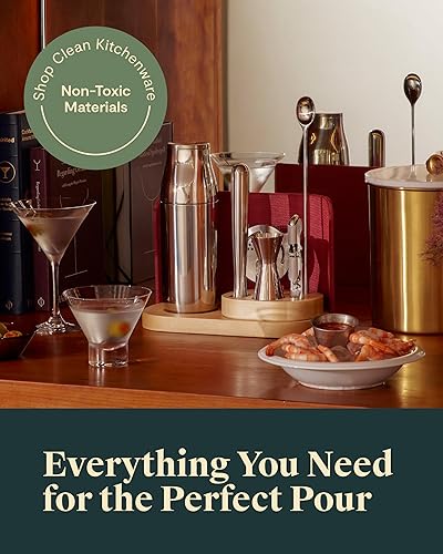 Miniatura 6 de Caraway Juego completo de barra de 9 piezas, coctelera, jigger, muddler, llave de vino, colador, cuchara de bar, organizador de almacenamiento,