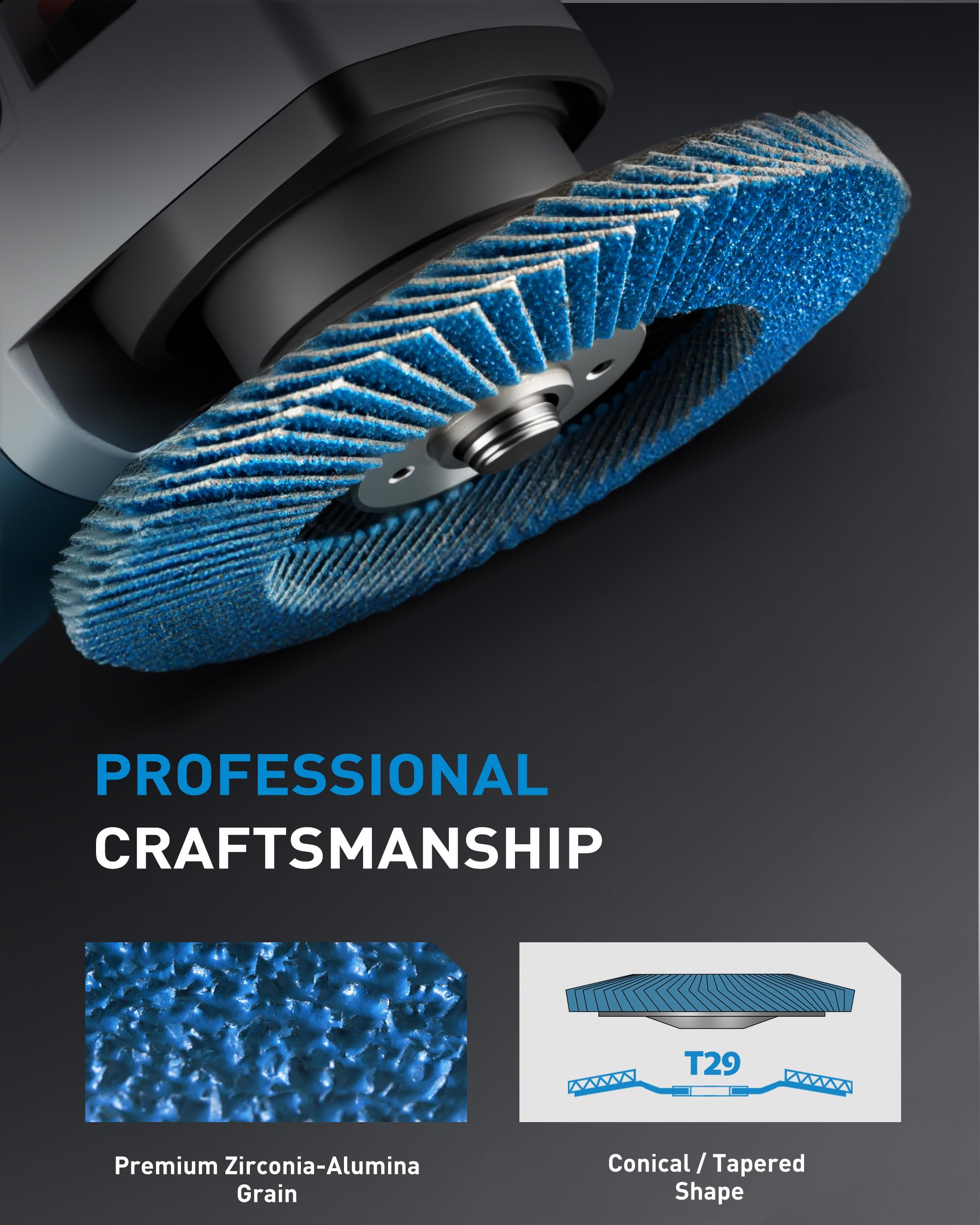 S SATC Flap Discs 4-1/2 pulgadas 40 Grit Zirconia muela abrasiva tipo 29 disco abrasivo aleta rueda para amoladora angular, paquete de 20