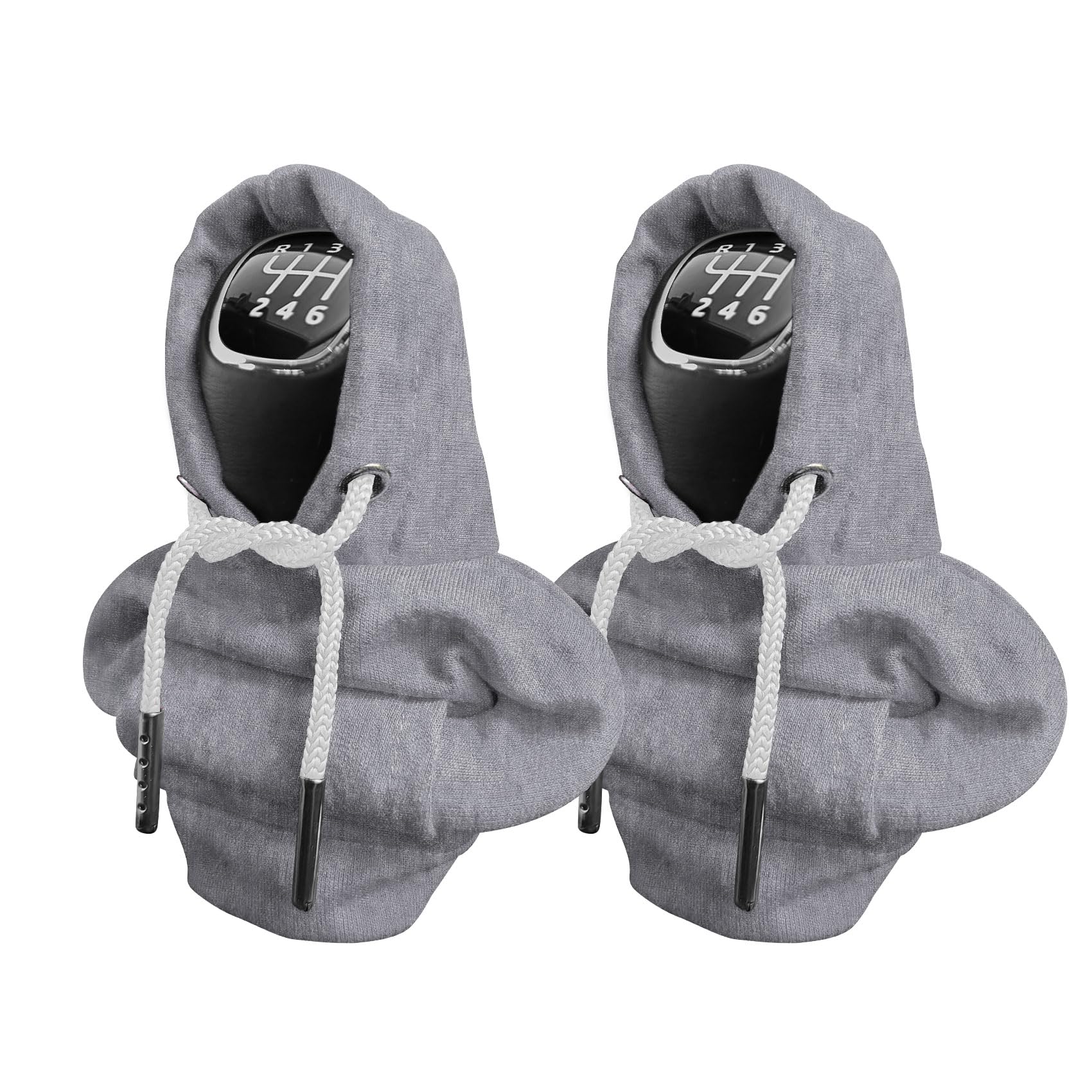 Kutyun 2PCS Gear Shift Cover, Car Shift Cover, Shift Knob Hoodie, Winter Warm Mini Hoodie for Car Shifter, Funny Car Accessories Shift Knob Cover Universal for Cars, Truck, SUV (Gray, 2PCS)