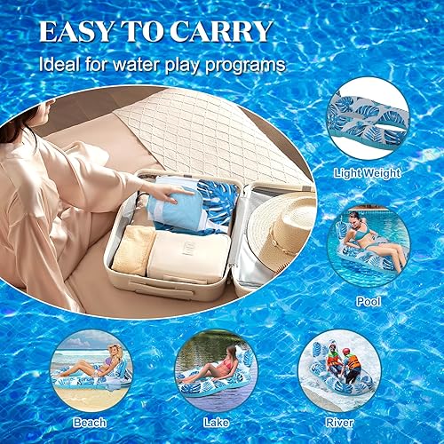 Miniatura 3 de Flotadores inflables de piscina para adultos, flotador de piscina con toldo, flotadores de balsa, silla reclinable flotante de agua con portavasos,