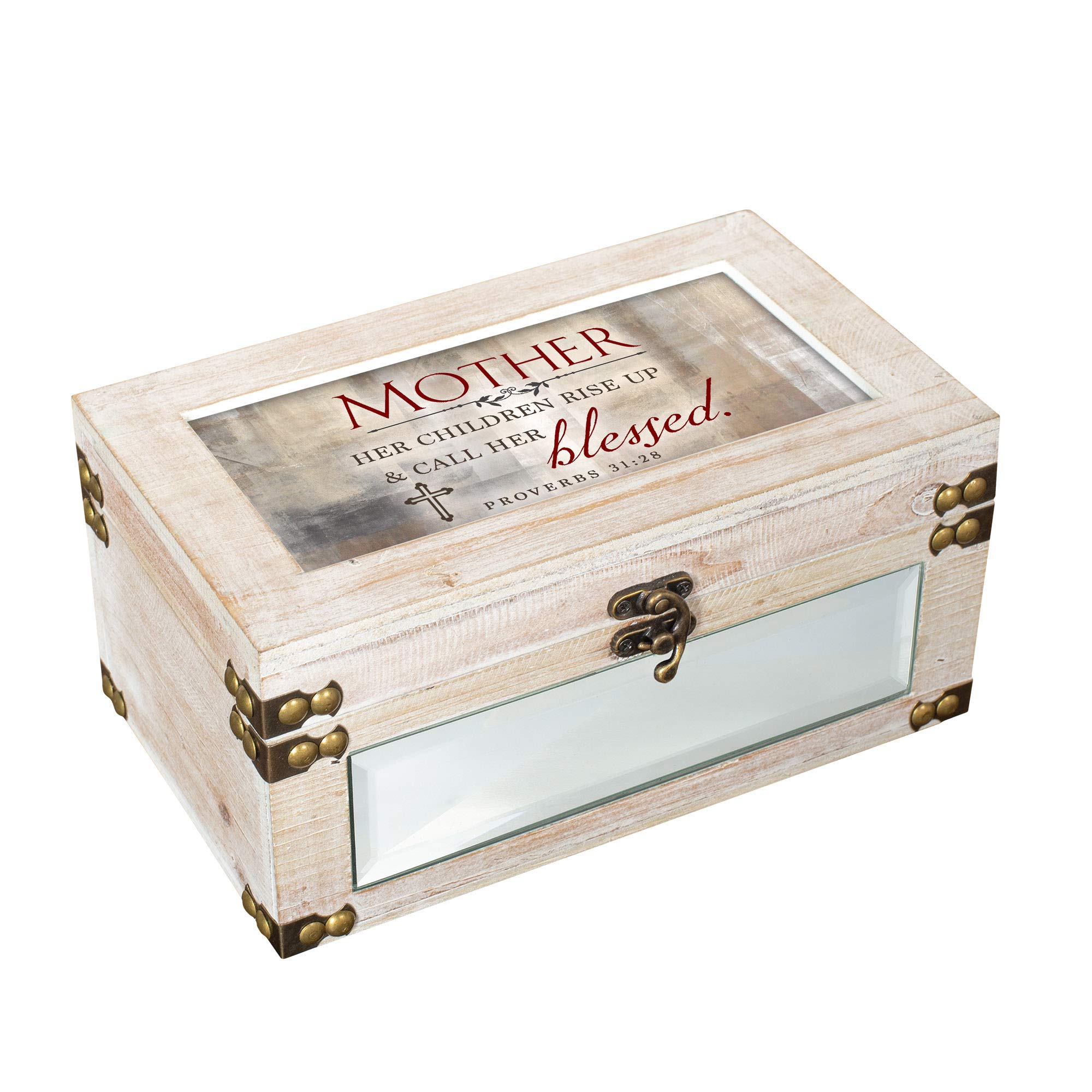 Caja musical Amazing Grace de madera blanca para decorar salones rústicos y cómodas