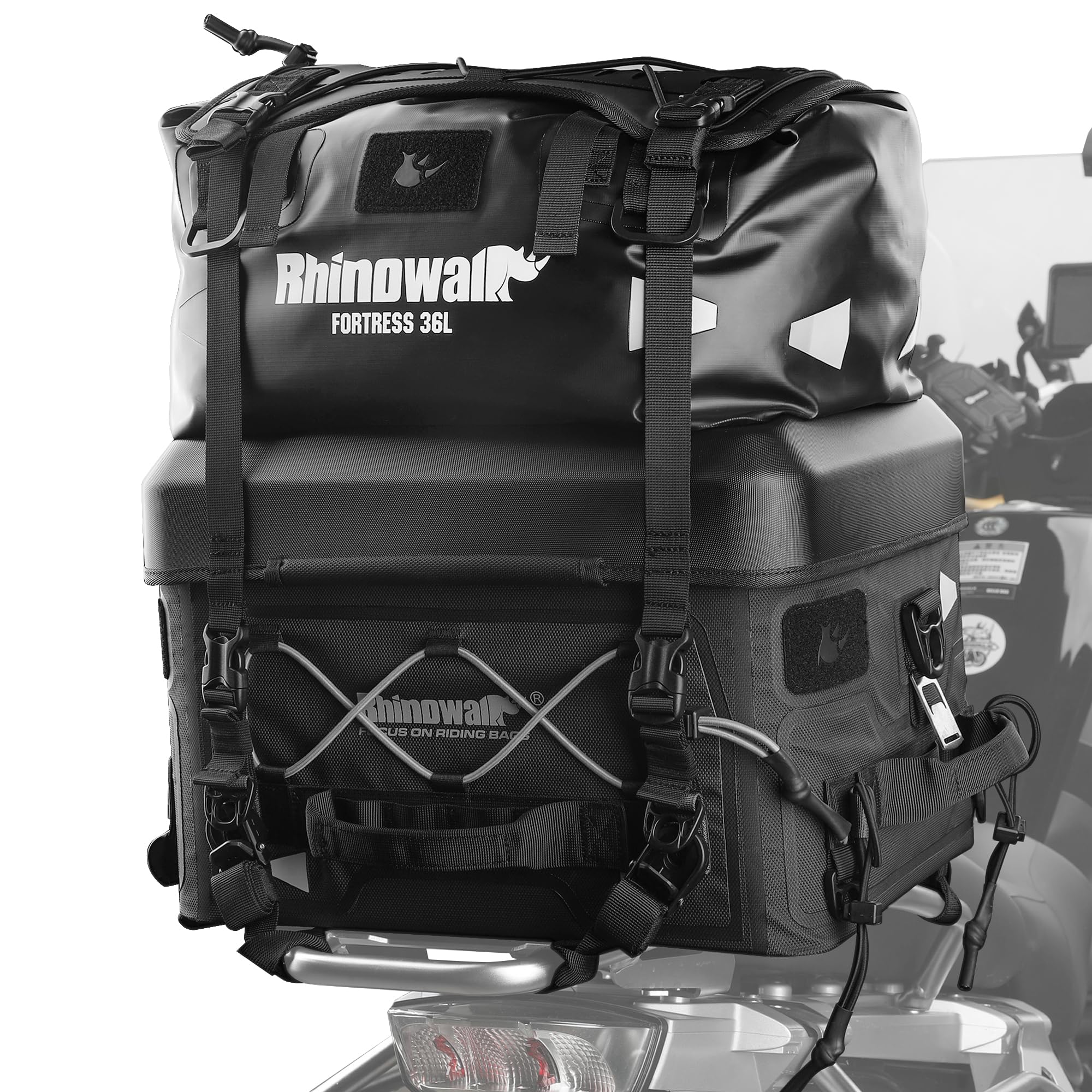 Rhinowalk Motorradtasche Gepäckrolle Wasserdicht 36-72L Hecktasche Sitztasche Satteltasche Reisetasche Duffel Bag für Outdoor Touring, Camping, Motorradfahren