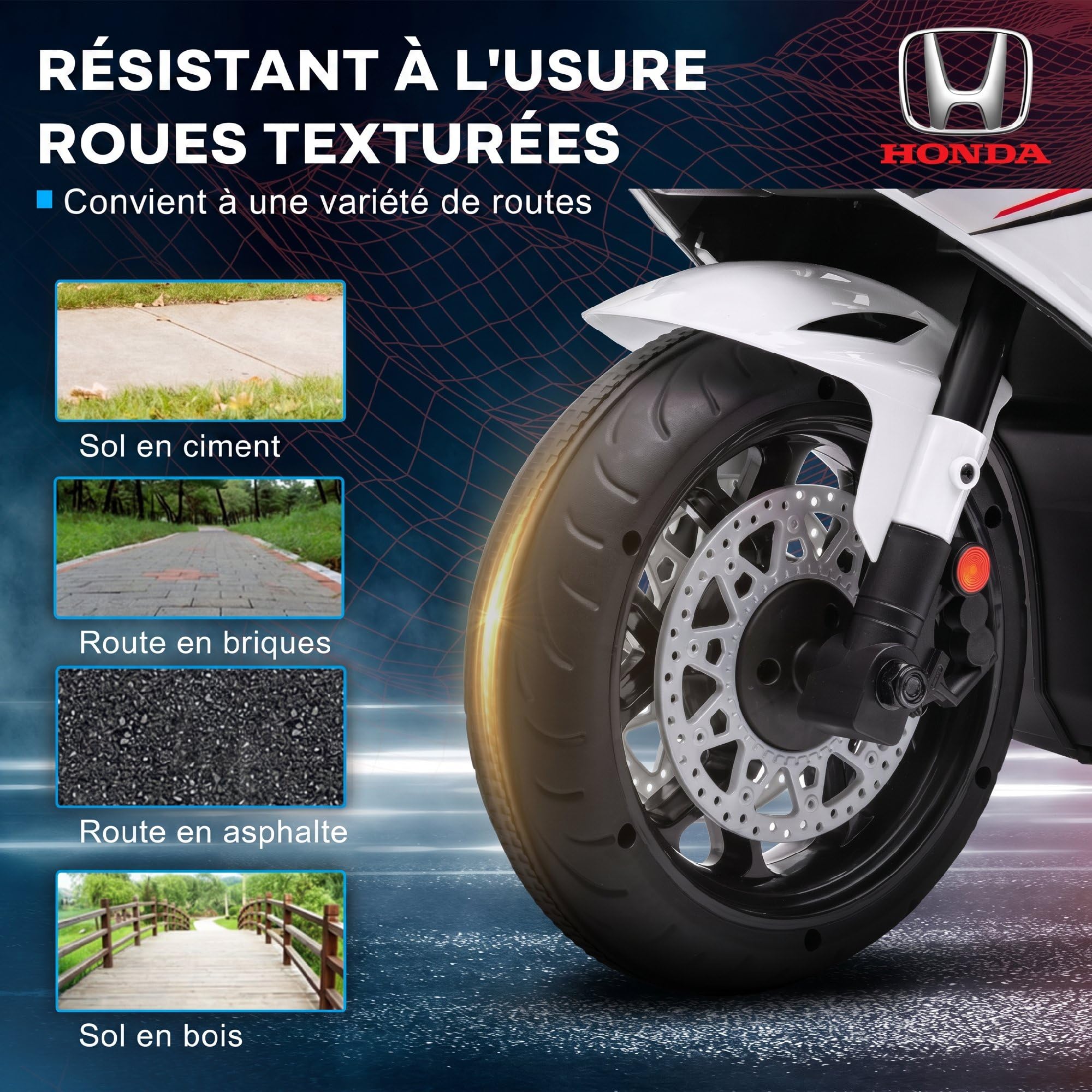 HOMCOM Moto Électrique Enfants sous Licence Honda 6 V 3-5 Ans Blanc