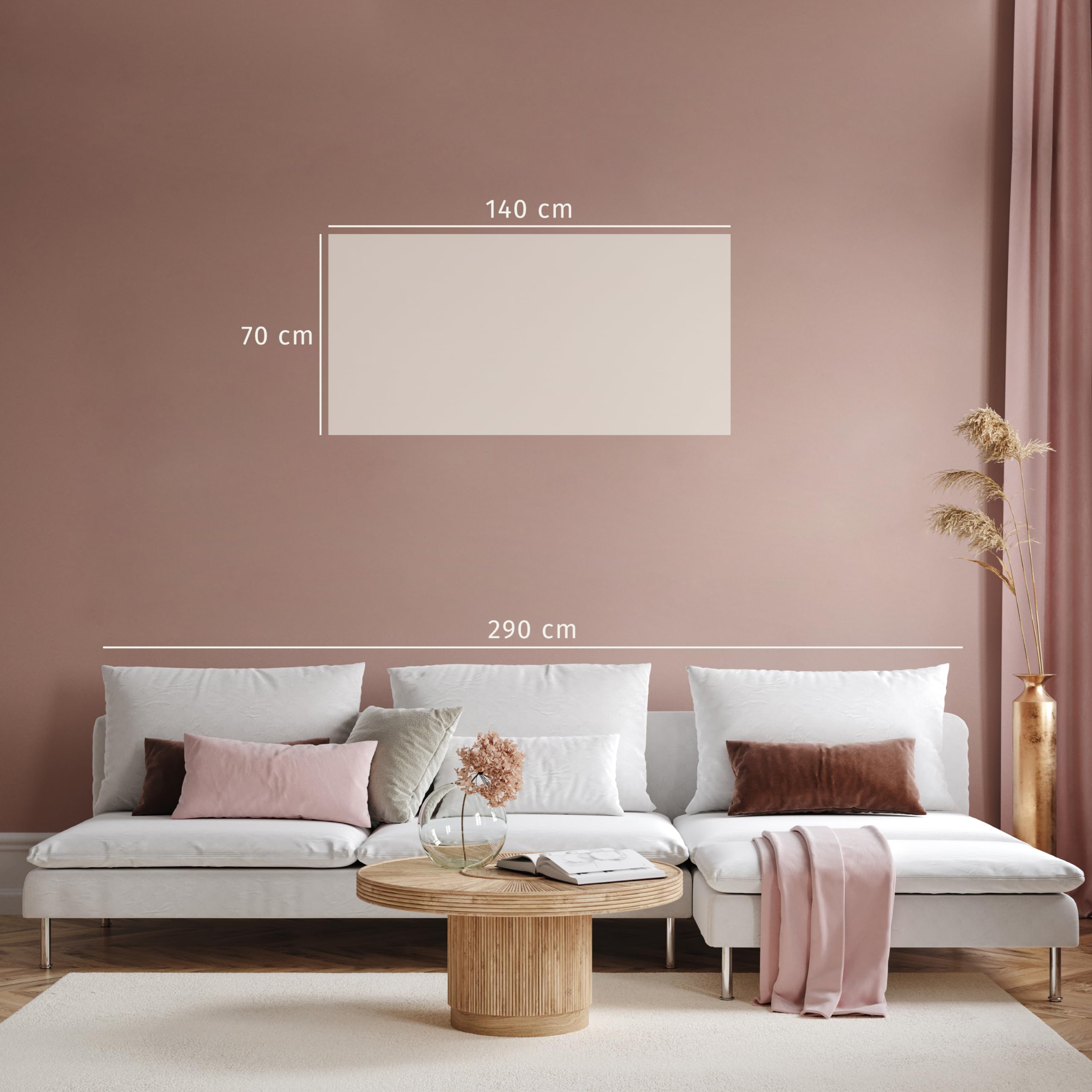 murando - Grand Tableau avec Cadre Chambre, Traces de Pinceaux, 140x70 cm