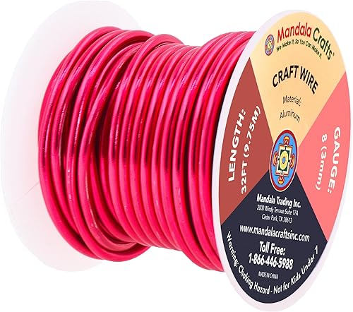 Vista 573 de Mandala Crafts Alambre de aluminio anodizado de calibre 8 para hacer joyas, alambre neutro flexible de color de 128 pies, flexible y flexible