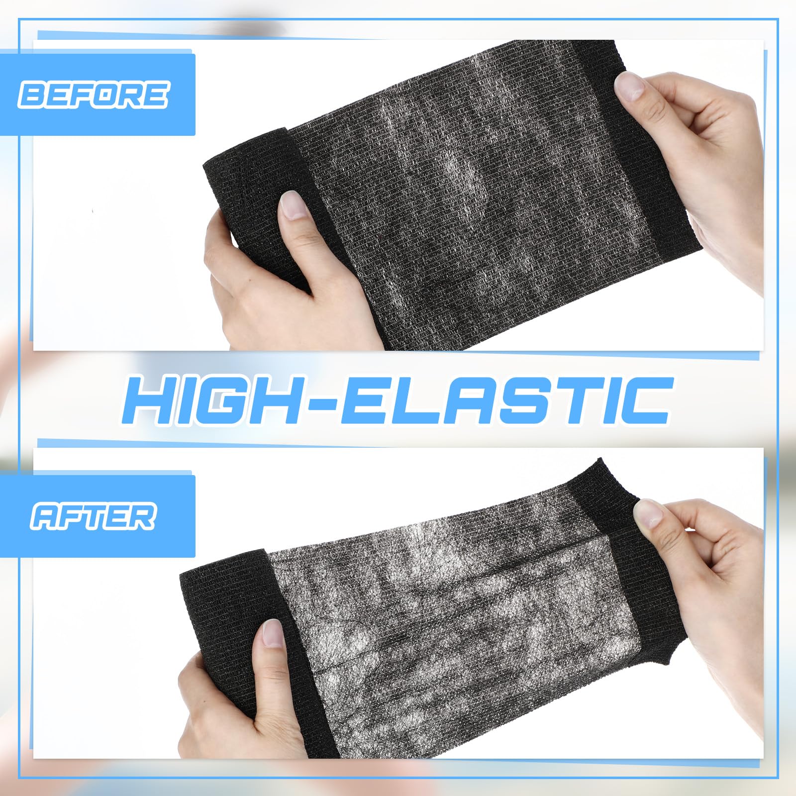 Nuanchu Elastic Bandages - 3 Rolls, Black -3 Nuanchu Elastic Bandages - 3 Rolls, Black -3