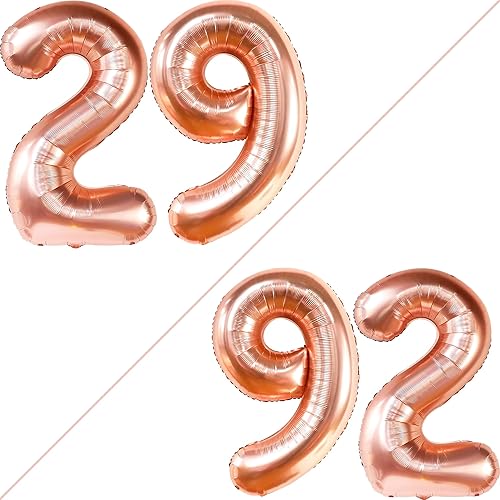 Miniatura 2 de KatchOn, Globos de oro rosa con el número 29 – Gigante, 40 pulgadas | Decoración de cumpleaños 29 para mujer | Globos de oro rosa con el número 29