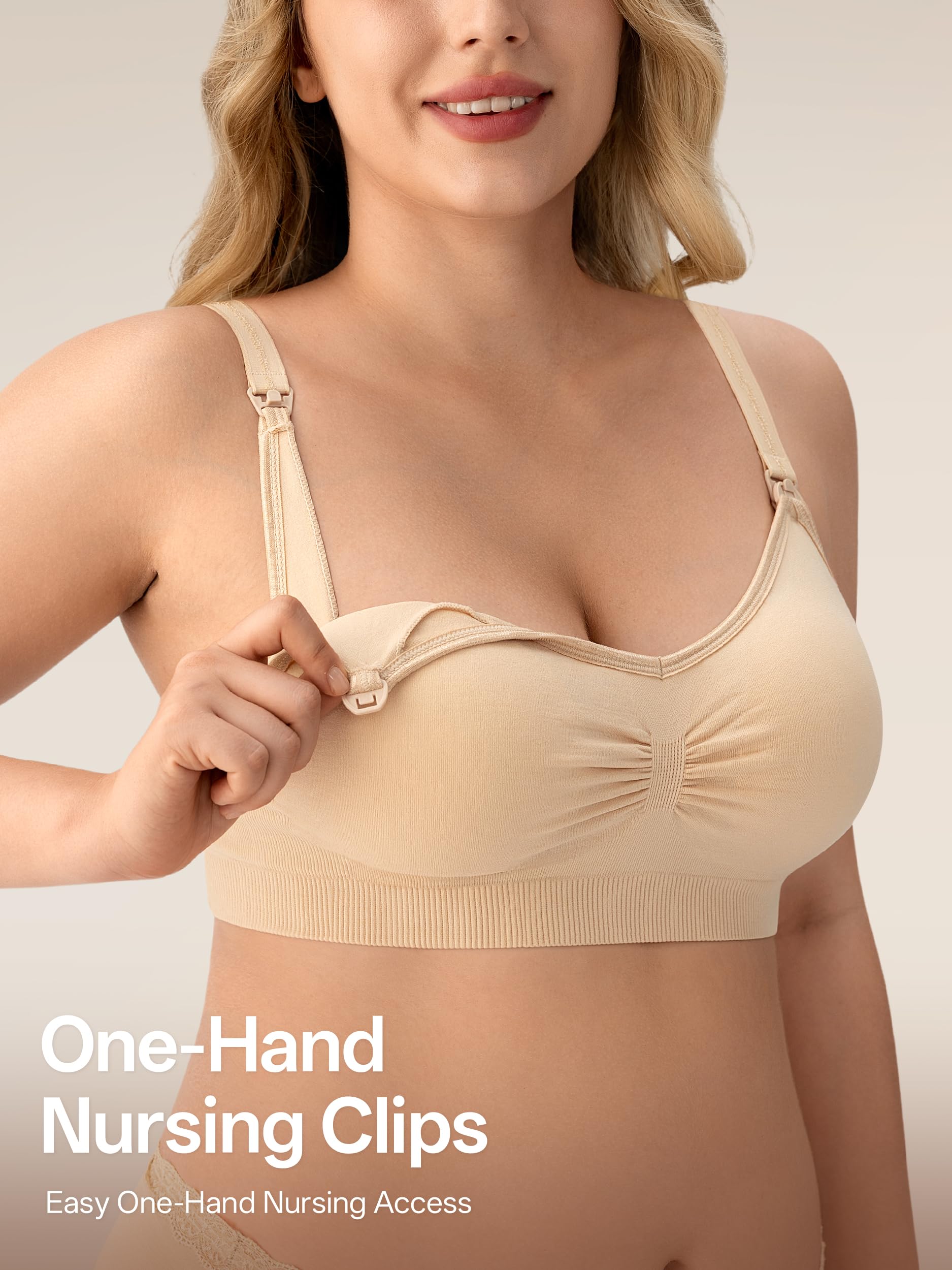 HBselect 3 Pcs Sujetador Lactancia de Maternidad, Sujetador de Lactancia Sin Costuras con Extensiones Sin Aros para Mujeres