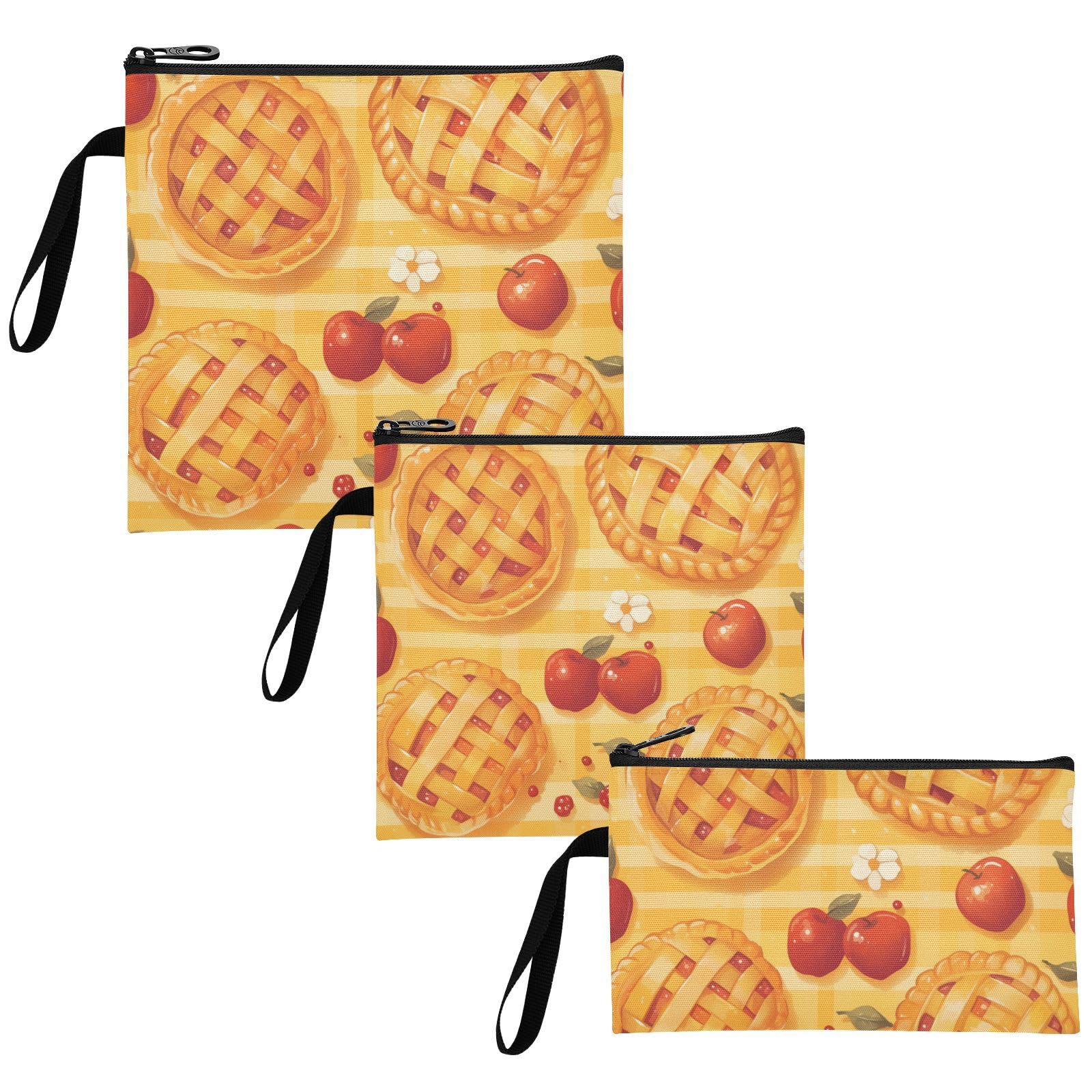 Pie Yummy Cartoon Yelllow 3 pack Reusable kids snack bags Portable Food Storage for Camp Friends and Gear
