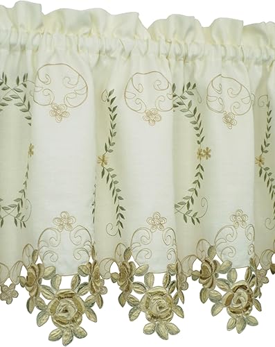 Vista 96 de Today's Curtain Verona - Persiana bordada inversa, 63 pulgadas, color crudo/antiguo