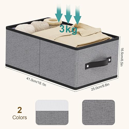 Miniatura 10 de Contenedores de almacenamiento para ropa, 13 x 9.1 x 5.5 pulgadas, con asas, canastas de almacenamiento plegables, cajas de almacenamiento de tela