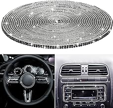 Amabro 5M Bling Auto Lenkrad Dekoration Innenzubehör, Innen Kristall Aufkleber Autozubehör für Frauen Strass Auto Zubehör Selbstklebend Diamant Aufkleber für Auto Klimaanlage