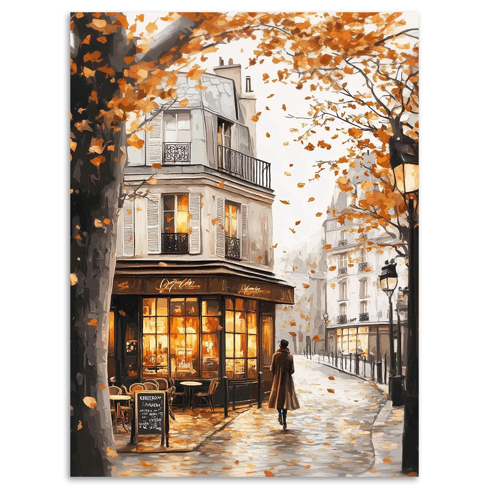 Kalonyth Dp-Uk01 Landscape Diamond Art Kits Adults, Autumn Street Diamond Painting Kits For Adults, 5D Diy Full Round Drill Gem Art Painting For Home Wall Decor 12X16 Inch
