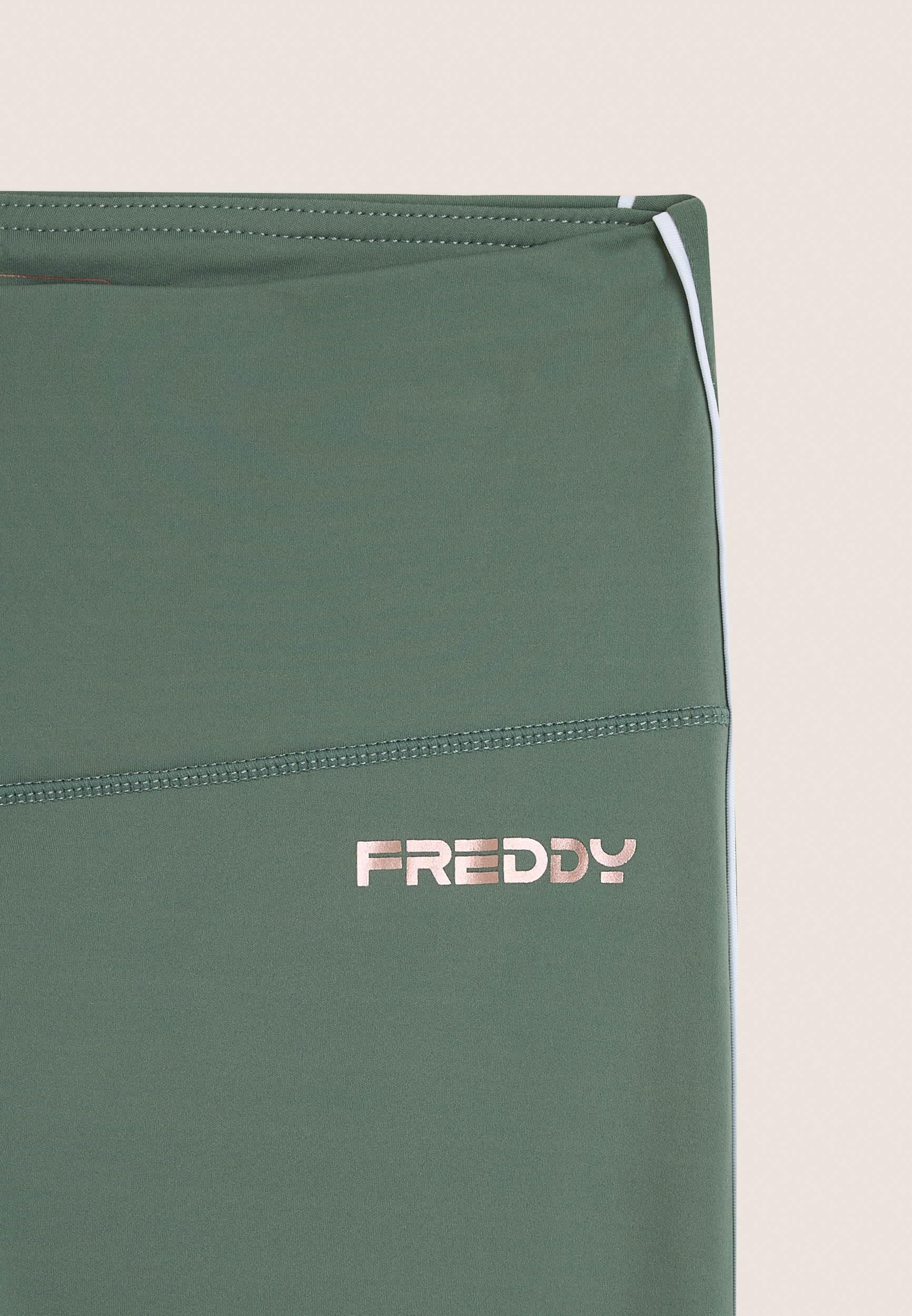 FREDDY - Leggings Sport Corsaro Vita Super Alta E Profili A Contrasto, 73% Poliammide 27% Elastan