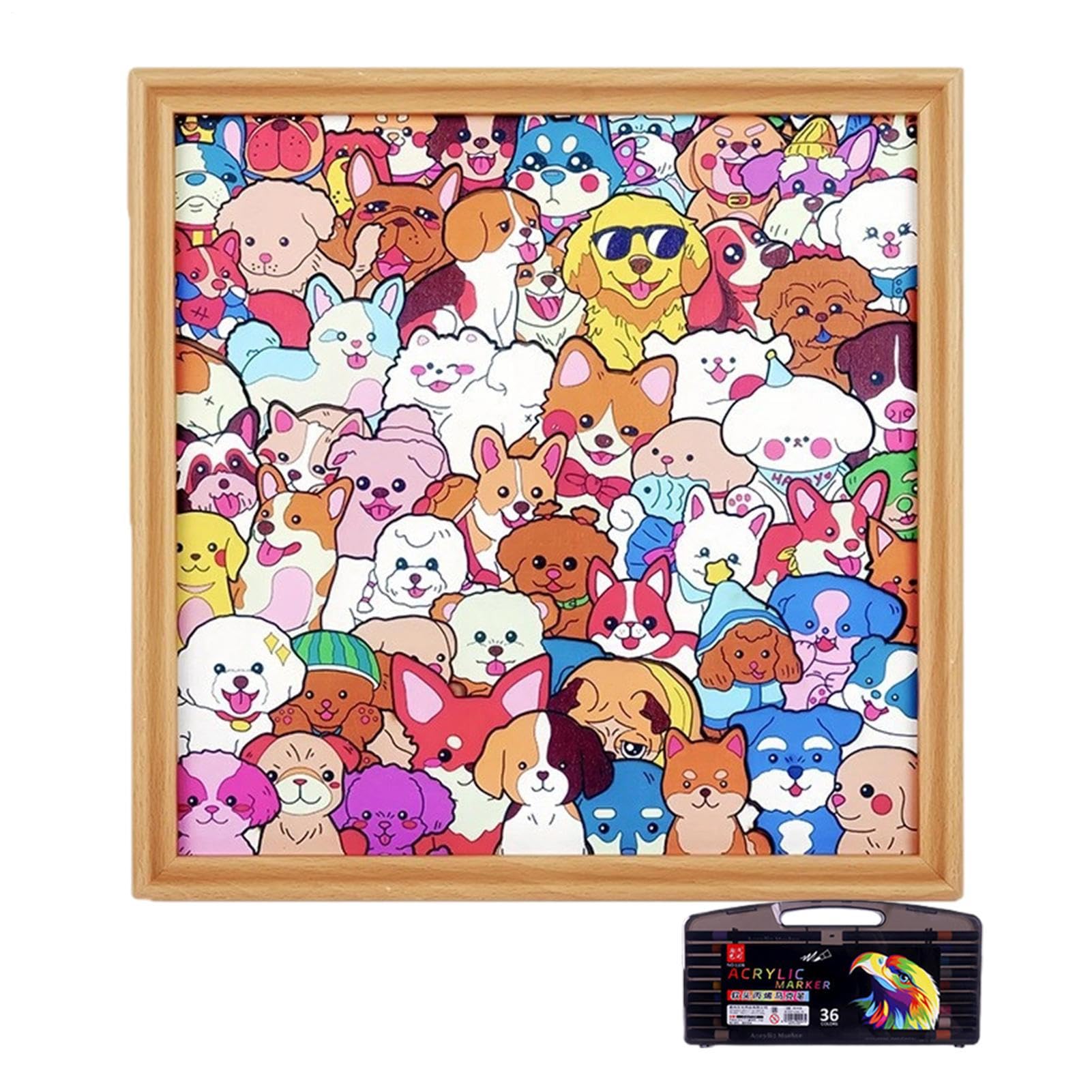 il puzzle per bambini - cornice per foto con cane da colorare - adorabile puzzle decorativo per la tavola, per bambini ragazze amanti degli animali riunioni di gioco in famiglia Natale