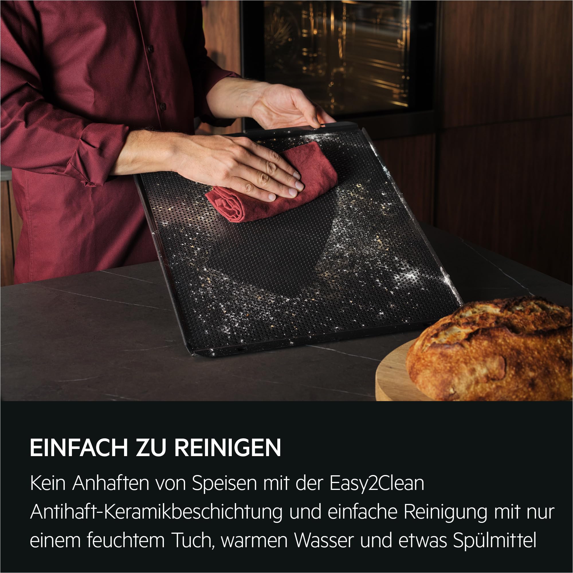AEG Patisserie Easy2Clean Backblech mit Antihaftbeschichtung, Brot oder Kekse wie vom Profi, kein Backpapier, Keramikbeschichtung erleichtert Reinigung, COTE2CBAKE, BxTxH: 46,3 x 38,5 x 1,1 cm