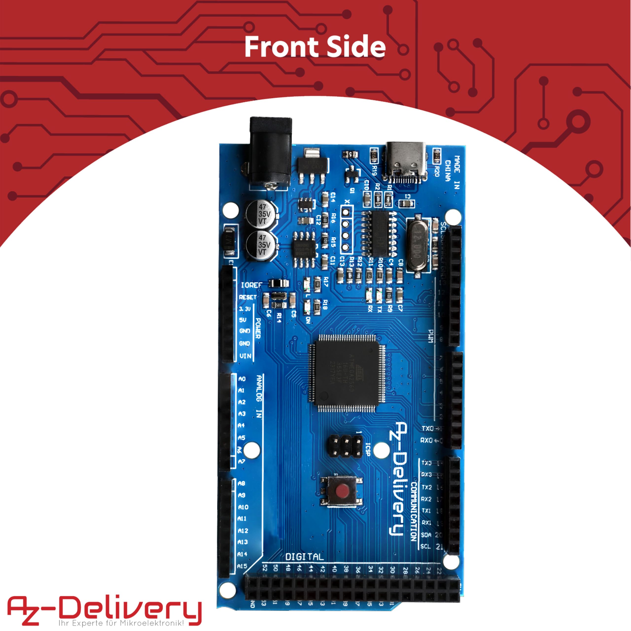 AZDelivery AZ-MEGA2560 Scheda Microcontroller USB-C Compatibile con Arduino