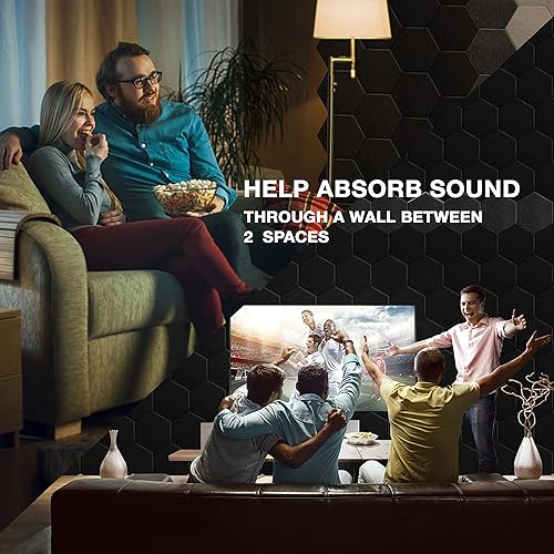 Miniatura 9 de Sonic Acoustics Paquete de 12 paneles acústicos hexagonales, paneles acústicos hexagonales de alta densidad de 14 x 12 x 0.4 pulgadas, paneles de
