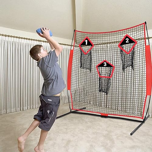 Miniatura 4 de FLITURE Red de fútbol para lanzar, red de fútbol de 6 x 6 pies con tres bolsillos de objetivo, red de equipo de entrenamiento de fútbol para patio