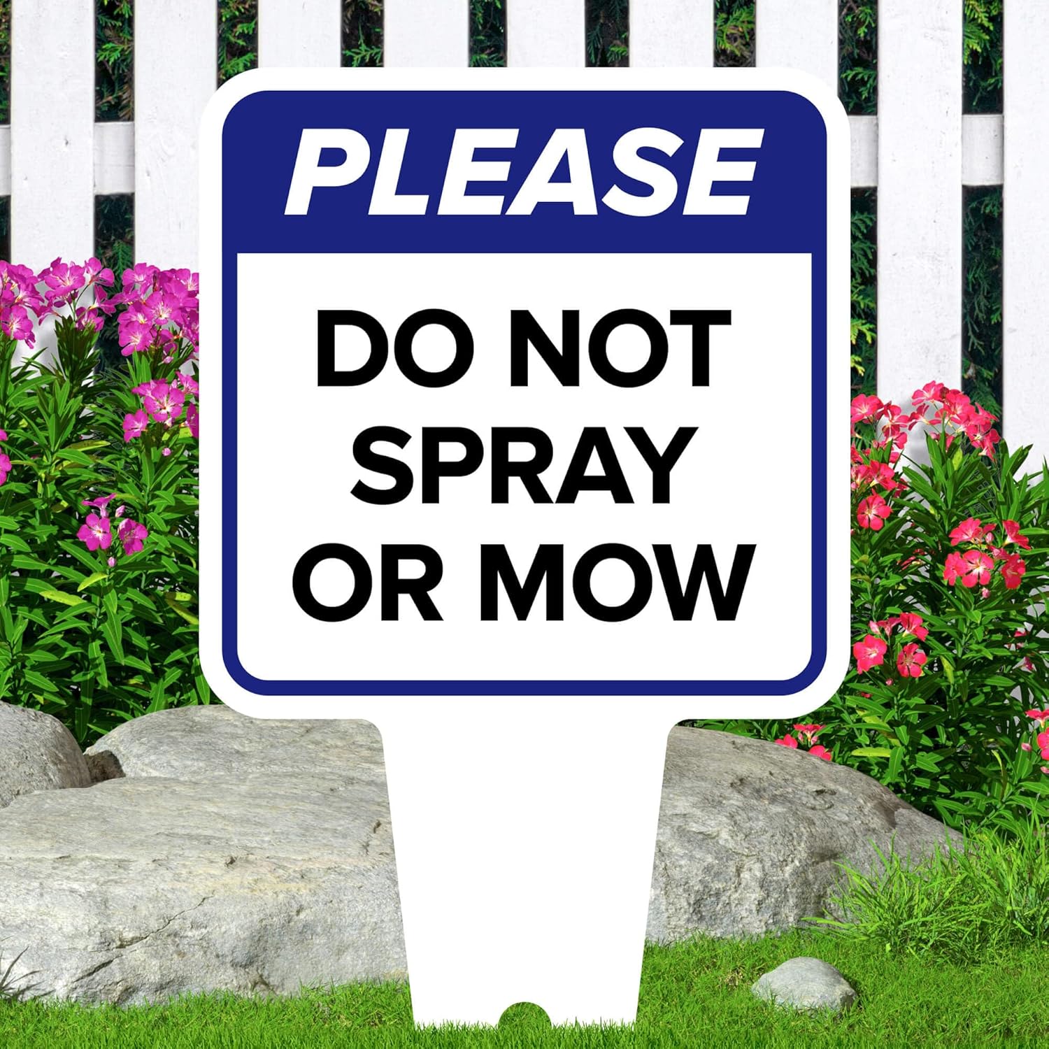 Please Do Not Spray or Mow Sign, 11"x21", Heavy Duty Integrated Ground Stakes, Indoor/Outdoor Use, Rust Free Aluminum Composite, Made in USA by My Sign center