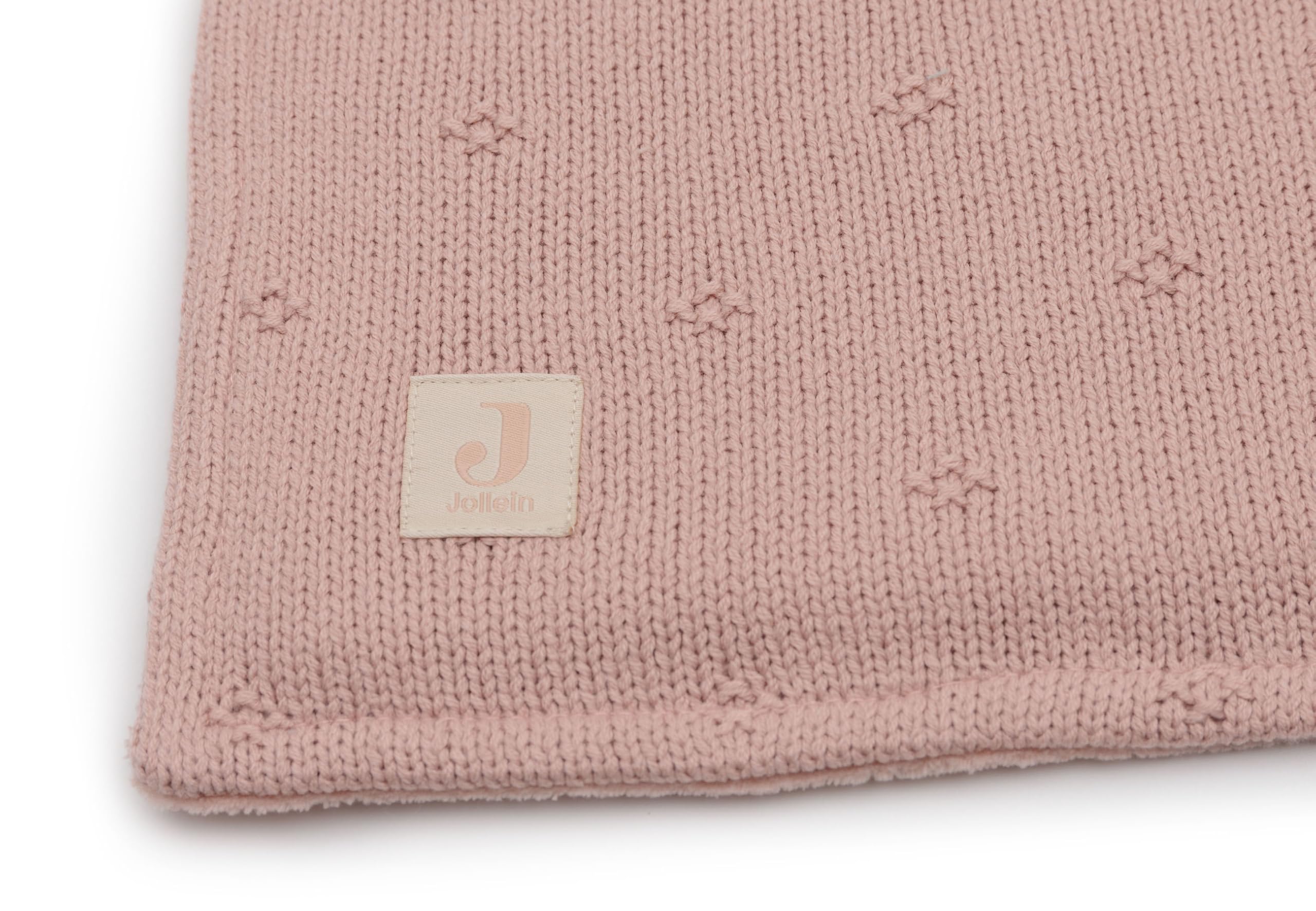 Jollein Coperta per bambini Cosy Knit, Wild Rose – Velvet – 100 x 150 cm – 60% cotone, 40% acrilico, interno 100% poliestere – per lettino – 2.0 TOG – certificato Oeko-Tex – motivo a maglia