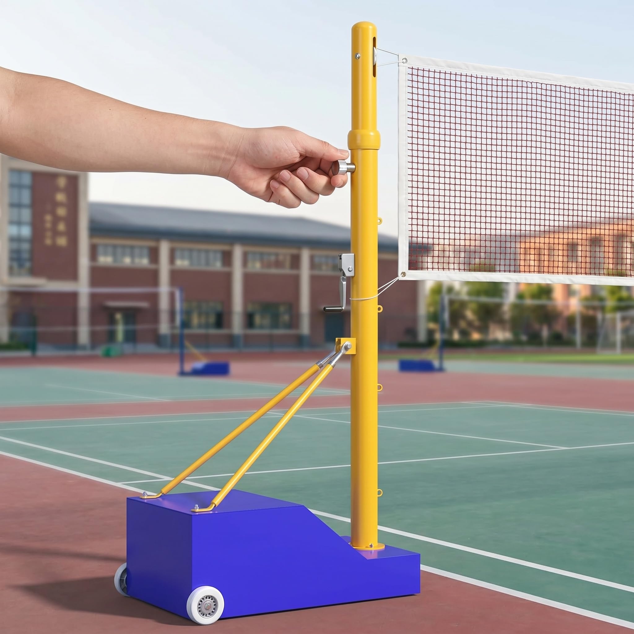 Bastoni da badminton da pallavolo regolabili con sistema Quick-Fix e ruote in poliuretano, set di rete multi-sport per una facile installazione e personalizzazione dell'altezza