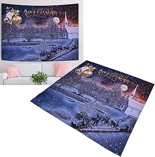 Tapeçaria de Natal para Pendurar na Parede, Boneco de Neve Tapeçaria de Inverno Teal Tapeçaria de Parede de Natal para Férias, Cobertor Decorativo de Ano Novo para Quarto, Sala