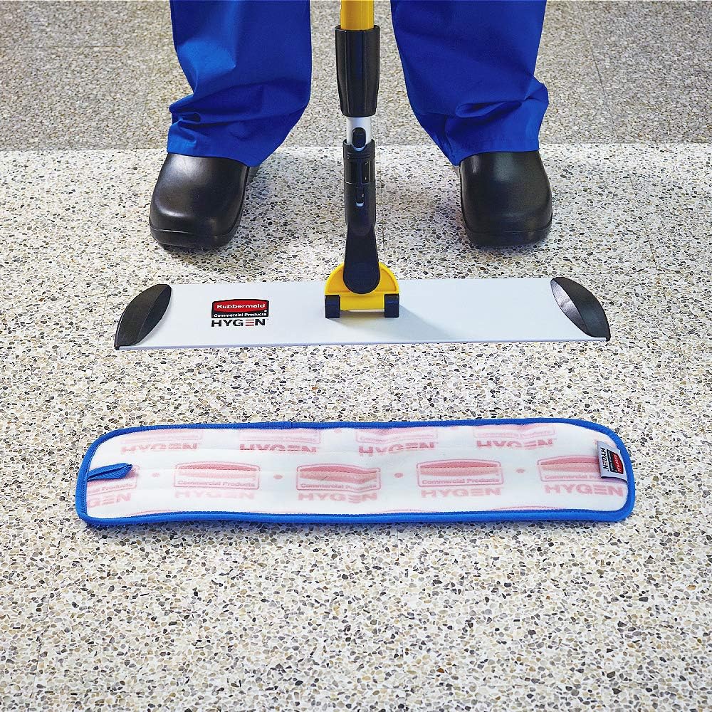 Blue Microfiber 18" Damp Mop Pad with Scrubbing Strips