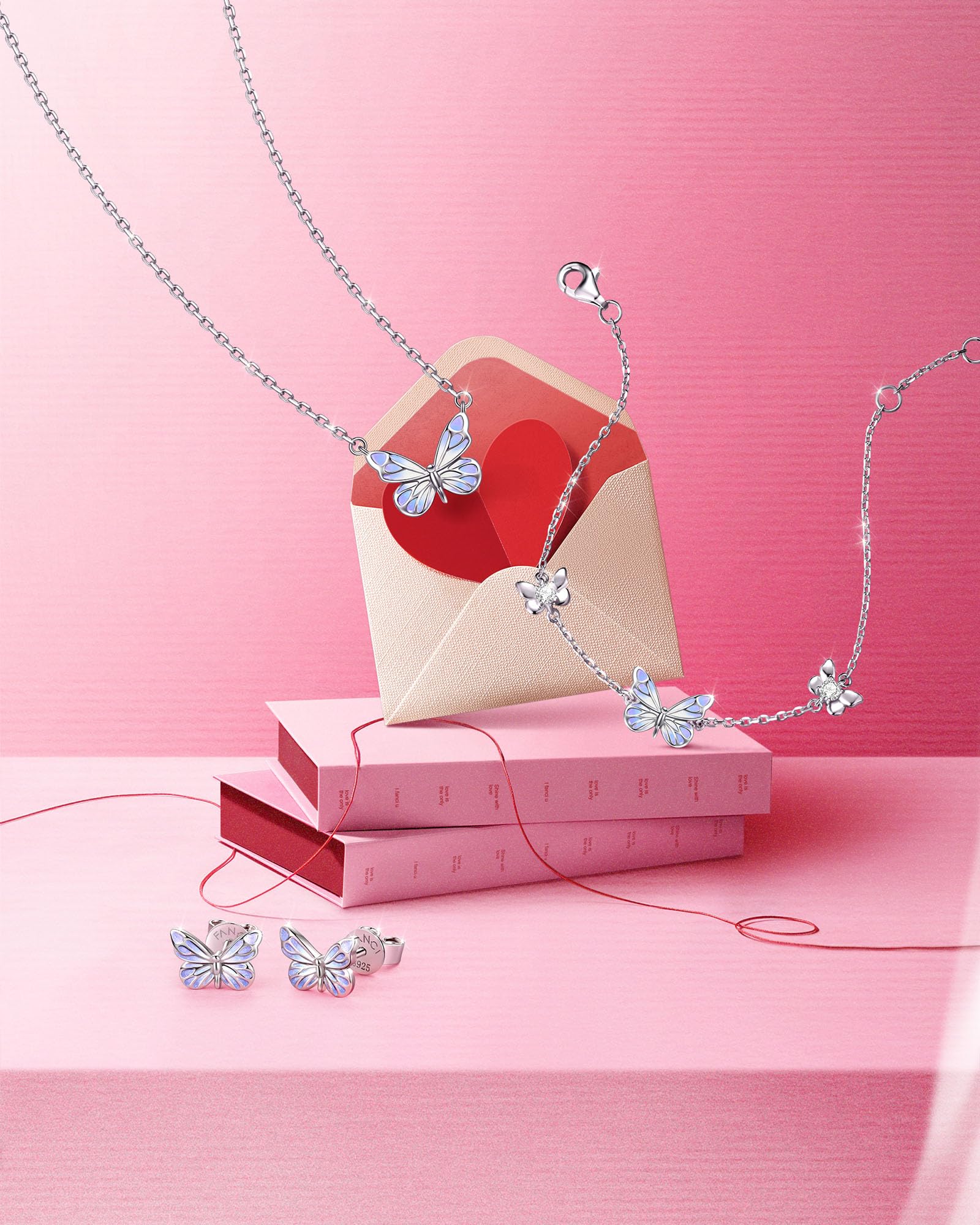 FANCIME Sternenlicht Schmetterling Armbänder Damen mit leuchtendem Emaille | 925 Sterling Silber Kette Weißvergoldetem Armband Jahrestag Geburtstag Valentinstag Schmuck Geschenk für Damen Frau Mama