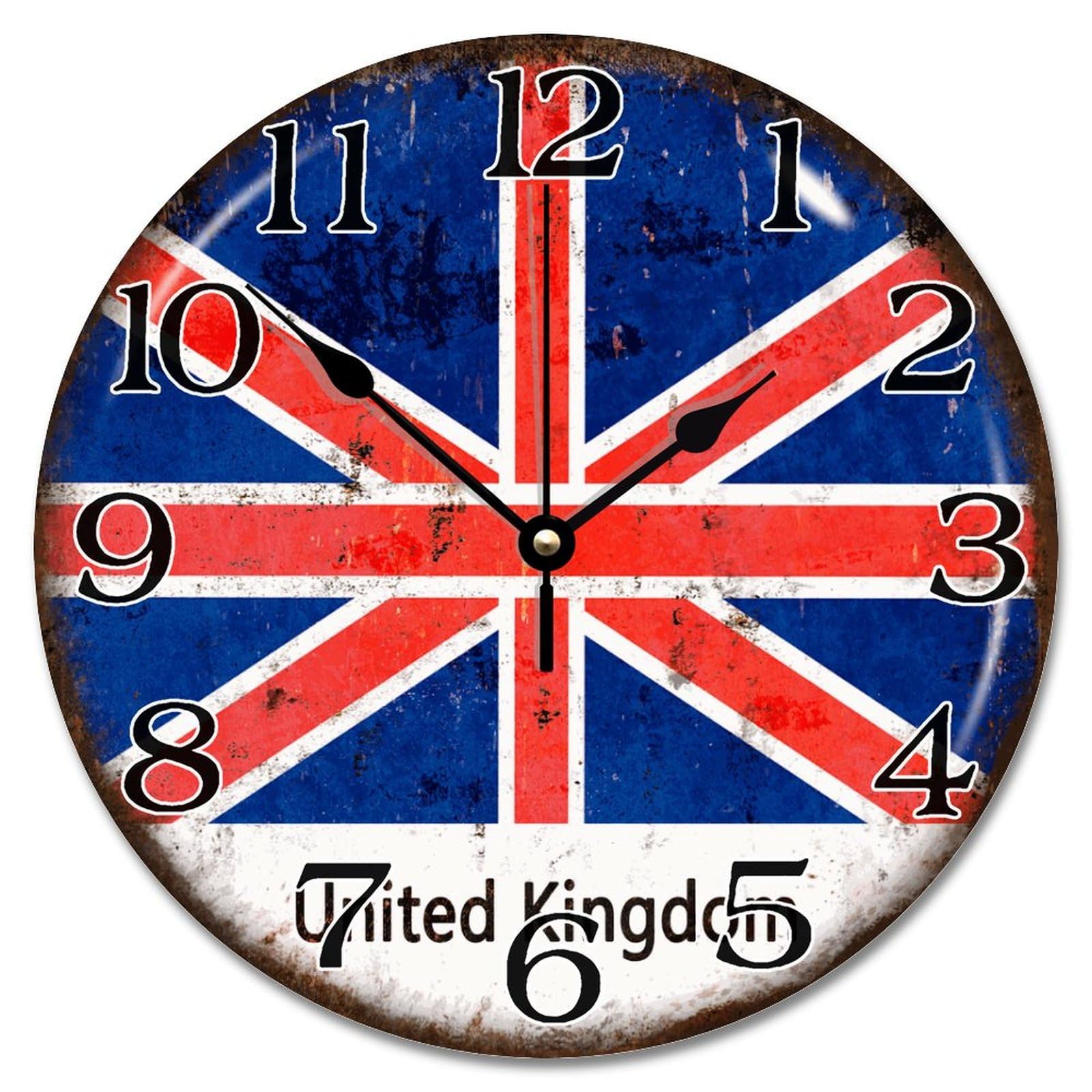 Horloge murale Royaume-Uni ronde de 30.5 cm à piles pour décoration de salon