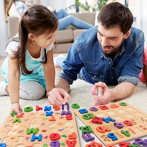 Vista 2 de Toddler Puzzles, Puzzles for Toddlers 1-3, ABC Learning for Toddlers, 2 Pcs (Alphabet, Number) Kids Preschool Educational Puzzle Set