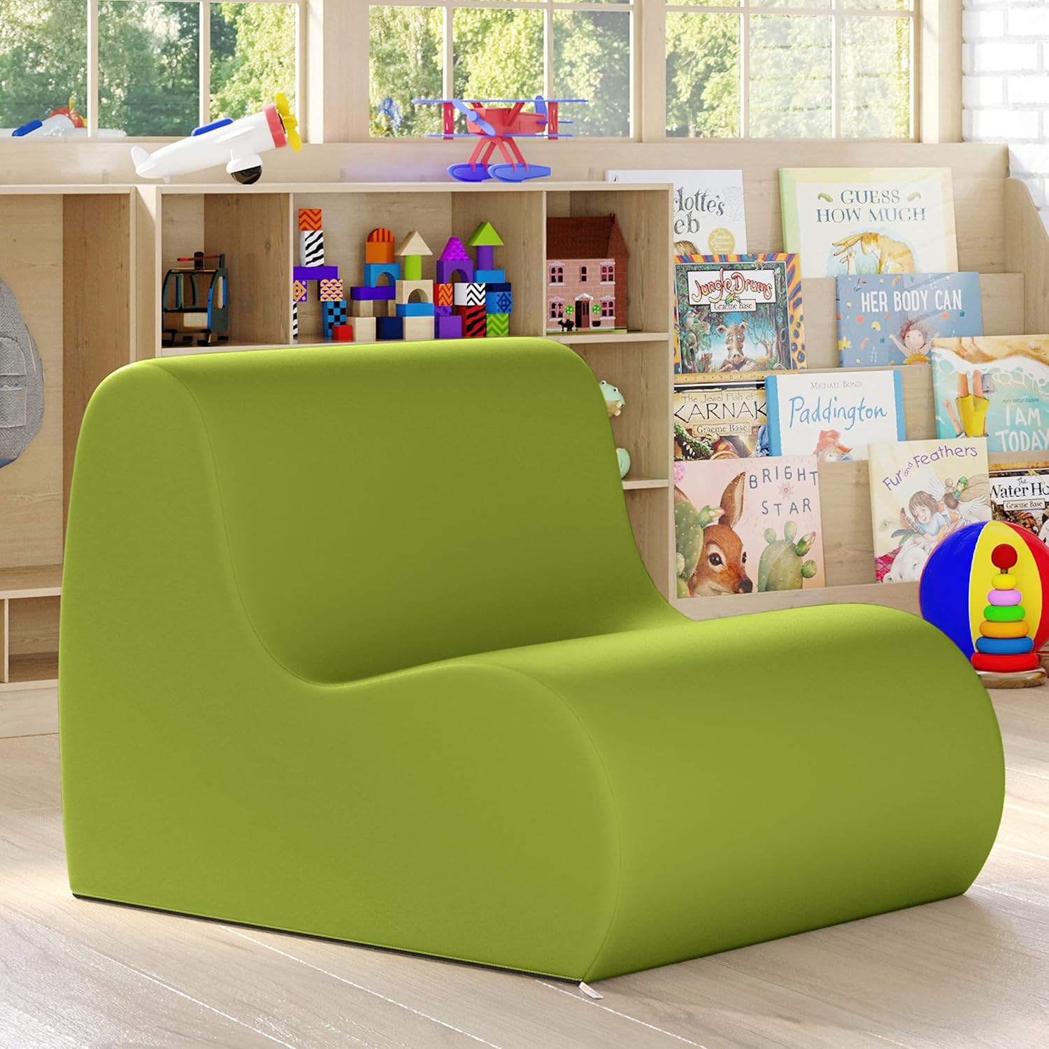Jaxx Midtown Medium Classroom Soft Foam Chair - Premium Vinyl Cover - Green