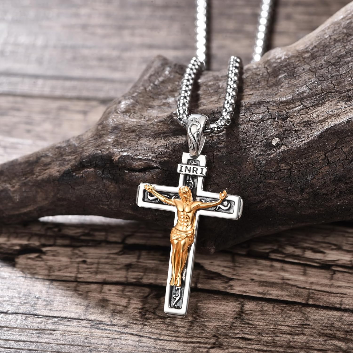 PRAYMOS 925 Sterling Silver Cross Necklace for Women Men Crucifix Saint Necklaces St Christian Religious Jewelry Confirmation Gifts Baptism