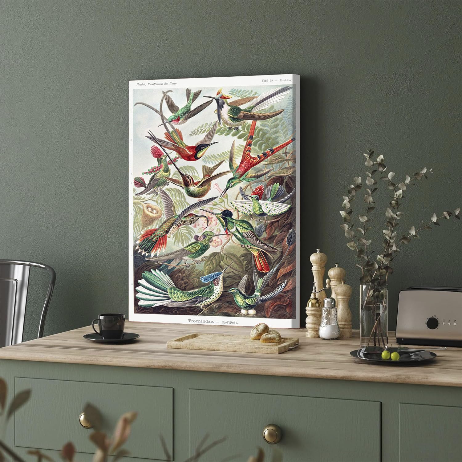 GADGETS WRAP Canvas Gallery Wrap Framed for Home Office Studio Living Room Decoration (11x17inch) - Kolibris Vintage Poster