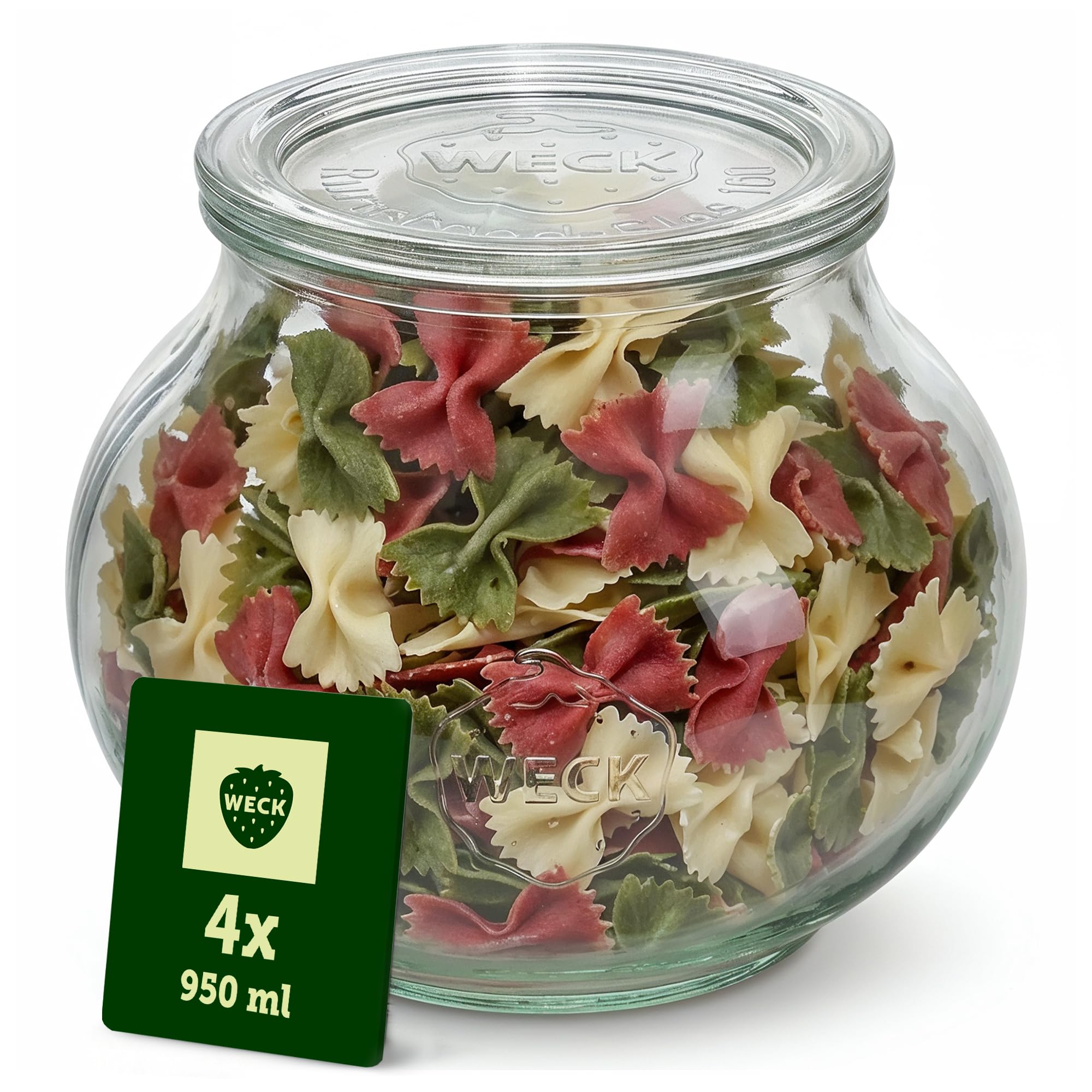 4 einkoch vasetti RR100 gioielli forma 1,0 litri con selezione di Im Original Weck cartone trasparente