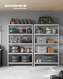 SONGMICS 5-Tier Heavy-Duty Shelving Units, Set of 2 Steel Shelving Units for Storage, Boltless Assembly, for Garage, Shed, Load Capacity 750 kg, 60 x 120 x 200 cm, Silver GLR060E02 - 2