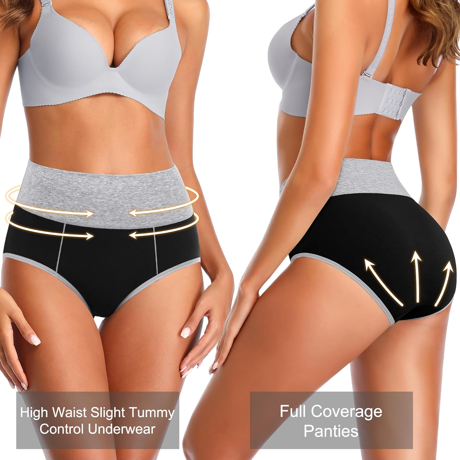 High Waisted Postpartum Underwear Womens Cotton Underwear Soft Breathable Full Coverage Stretch Panties Multipack - Image 2