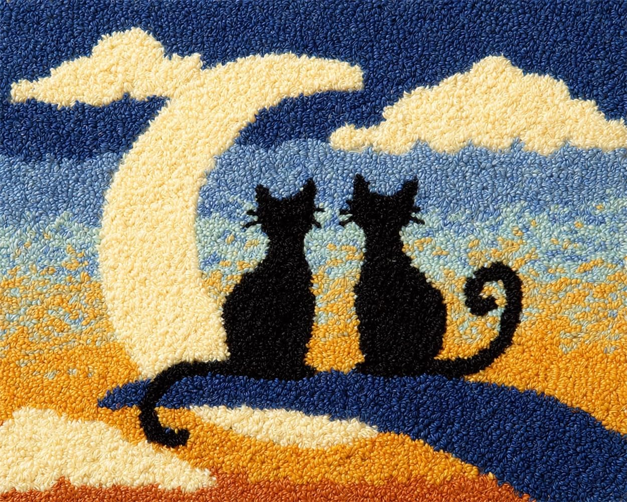 FWRTYCB Latch Hook Rug Kits,Moon and cat