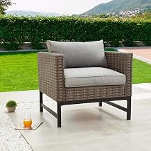 Wicker Outdoor Chair Rattan Armchair Chairs with Removable Cushions Patio Dinning Furniture for Garden Balcony Porch Poolside