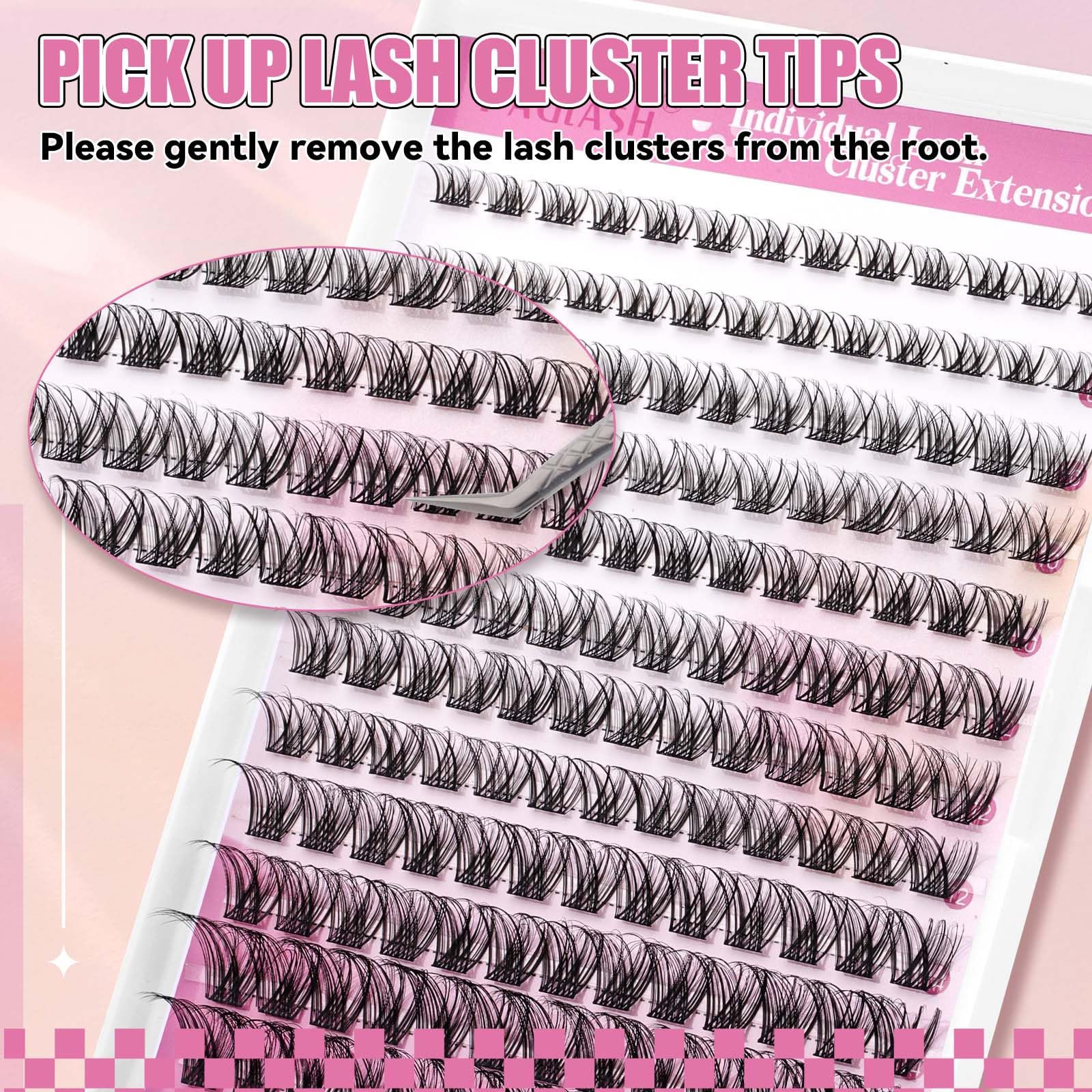 FADLASH Faux Cils FADLASH Cluster Individuel Cils a Cils 144pcs 0.07D 8-16mm DIY Réutilisable Extension Cils Bouquet(F5)