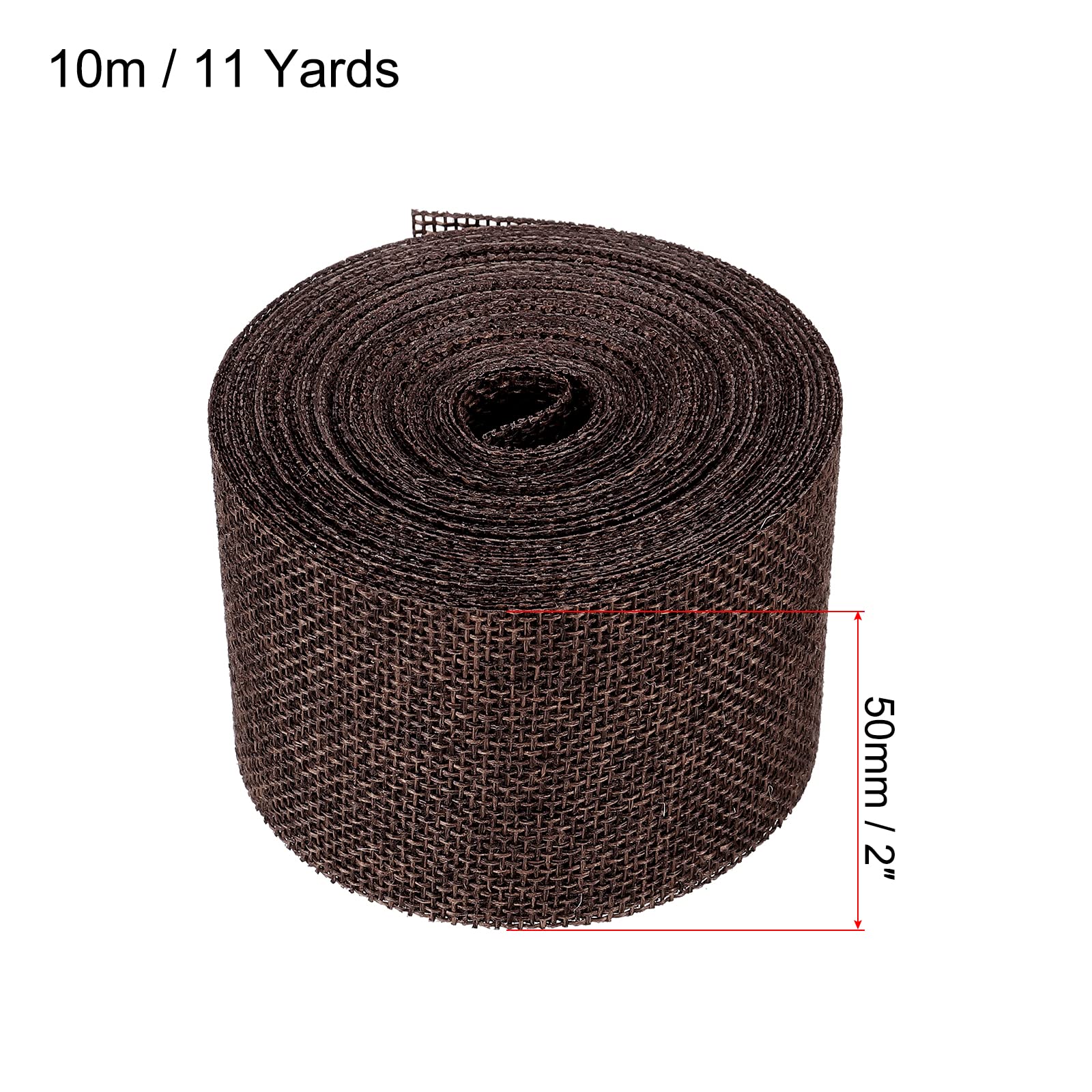 PATIKIL 2 Inch Wide 11 Yards Burlap Fabric Ribbon, Jute Crafts Roll Wrapping for Party Home DIY Wrapping Decoration Brown - Image 2