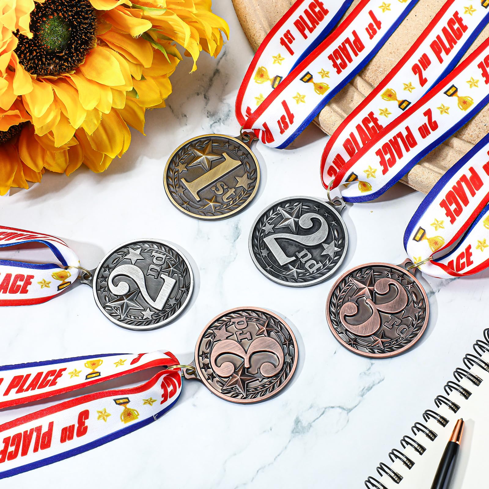 Auszeichnungsmedaillen 1., 2., 3. Platz, Medaillen für Auszeichnungen, Metallsieger-Trophäe, Auszeichnungen, Gold, Silber und Bronze, Preise für Sportwettbewerbe, Party, 5,1 cm