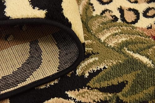 Miniatura 17 de Unique Loom Wildlife Collection - Alfombra inspirada en animales con diseño de bordes de guepardo, 6 x 9 pies, marfilnegro