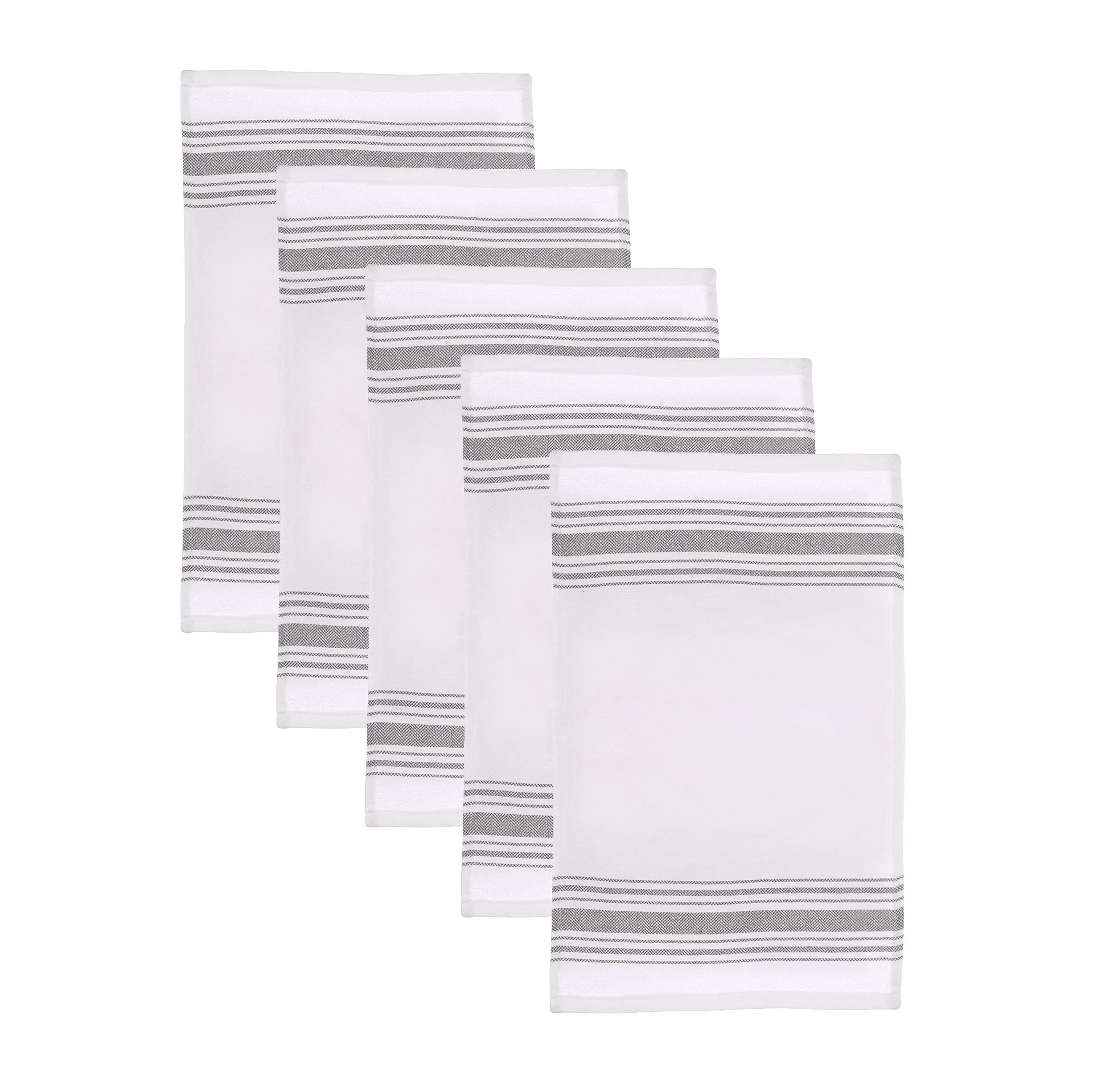 BAROOGA Kitchen Dish Cloths, 12x20 inches, Pack of 5 | 100% Natural Cotton Dish Towels, | Kitchen Washcloths, Napkin, Ultra Absorbent for Everyday Cooking, Baking, Washing and Drying, Anthracite