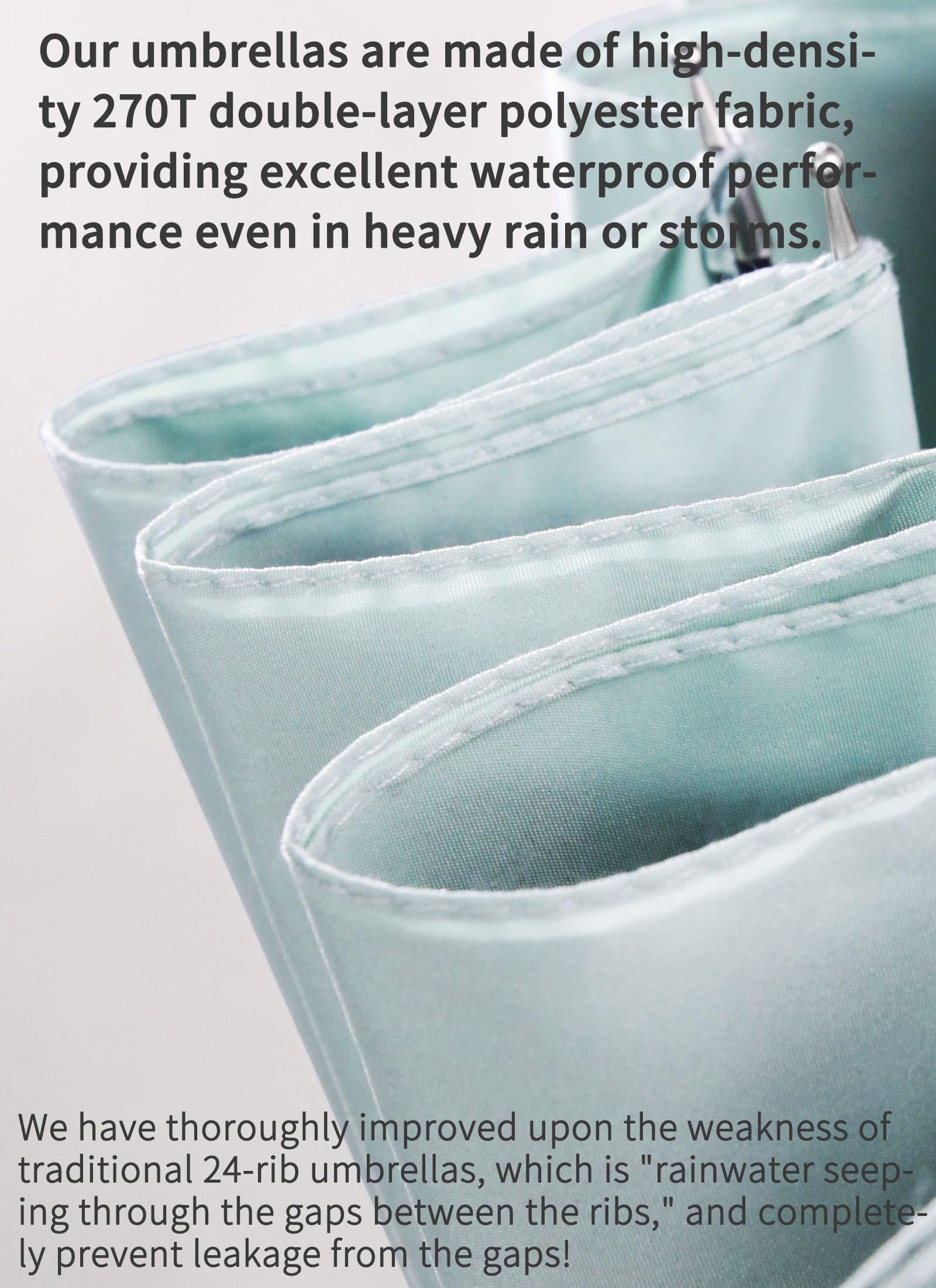 Rain Cats Paraguas resistente al viento para lluvia, paraguas de 24 varillas, color sólido, moderno y simple, verde claro