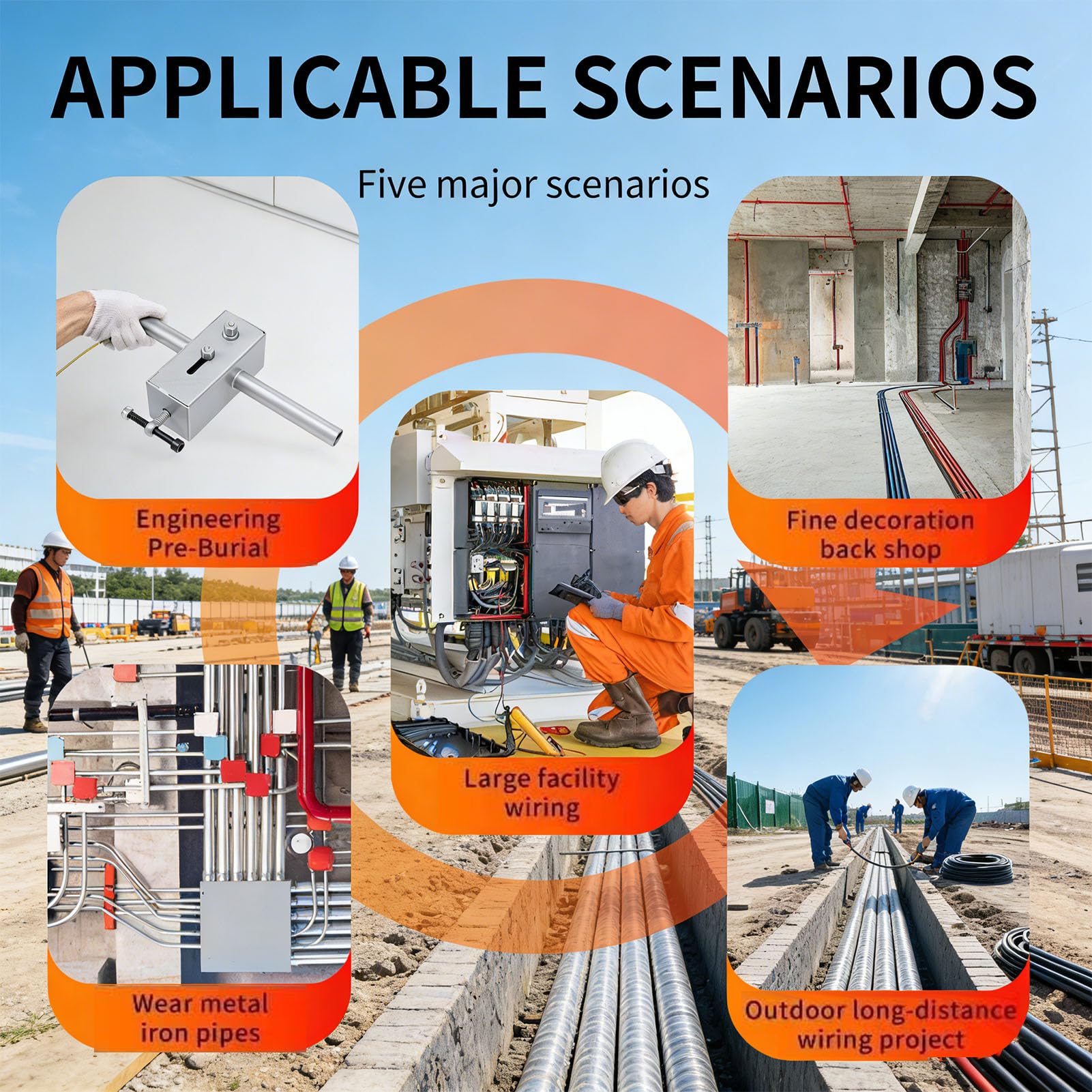 Generic Strumento per Infilare Fili Adattatore per Trapano Elettrico Estrattore per Cavi Versatile per Cablaggio di Strutture su Larga Scala, Prestazioni Stabili