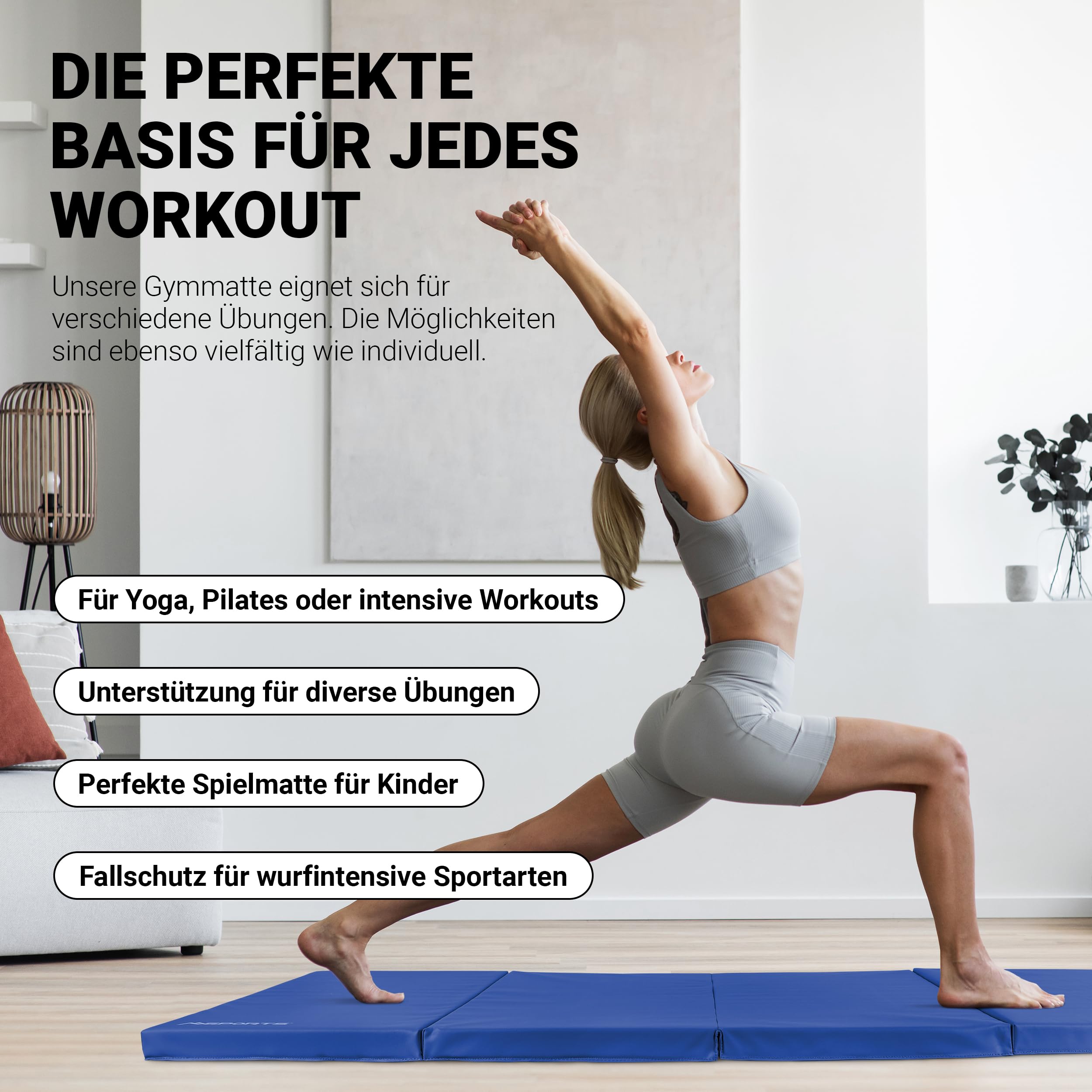 MSPORTS Turnmat, premium, inklapbare zachte vloermat, 190 x 80 x 5 cm, gymnastiekmat, sportmat voor thuis, kinderen, volwassenen (groen, 190 x 80 x 5 cm